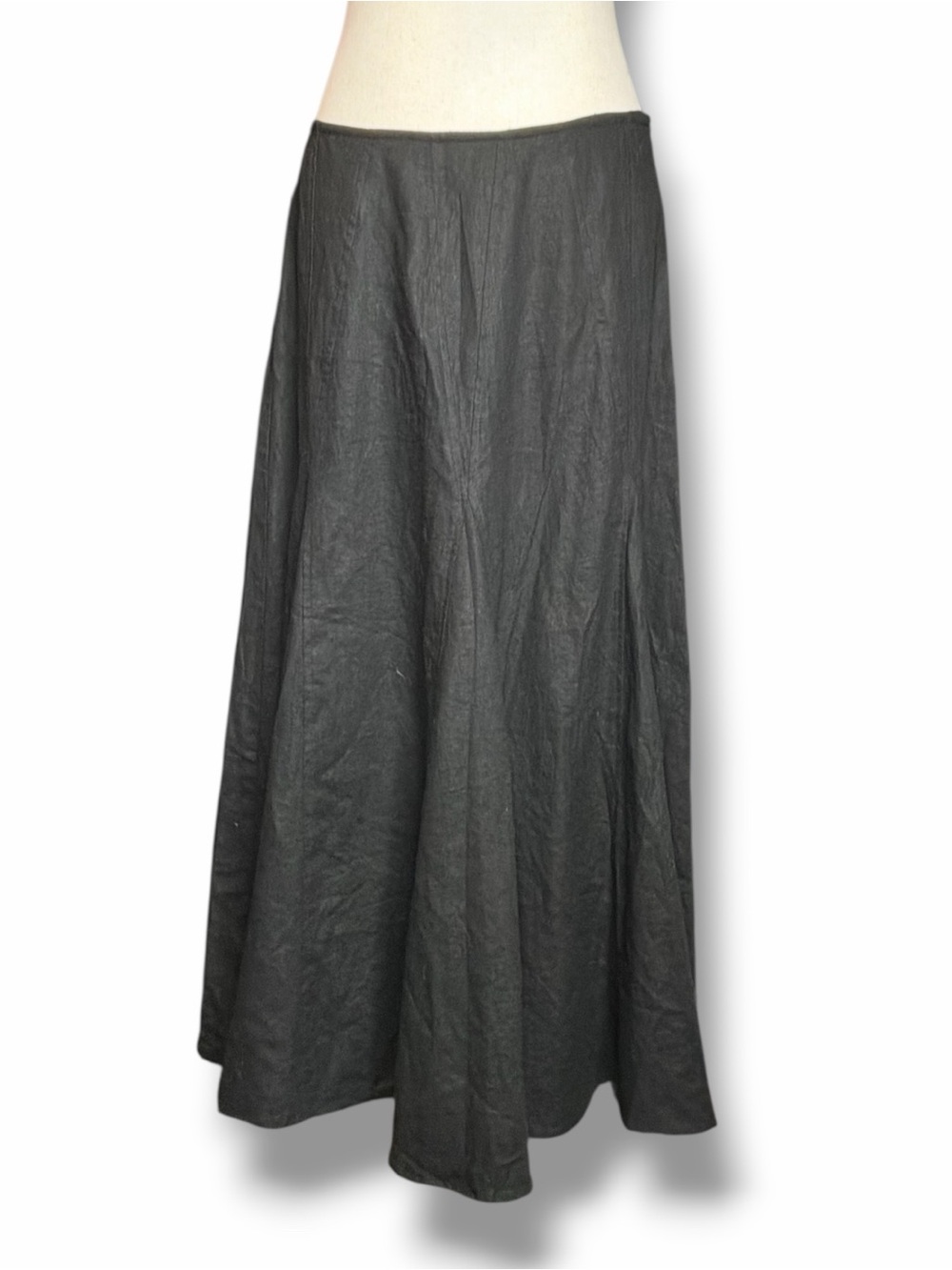 White Stag Black Zip Side A-Line Linen Blend Maxi Skirt Size 10 - Picture 1 of 5